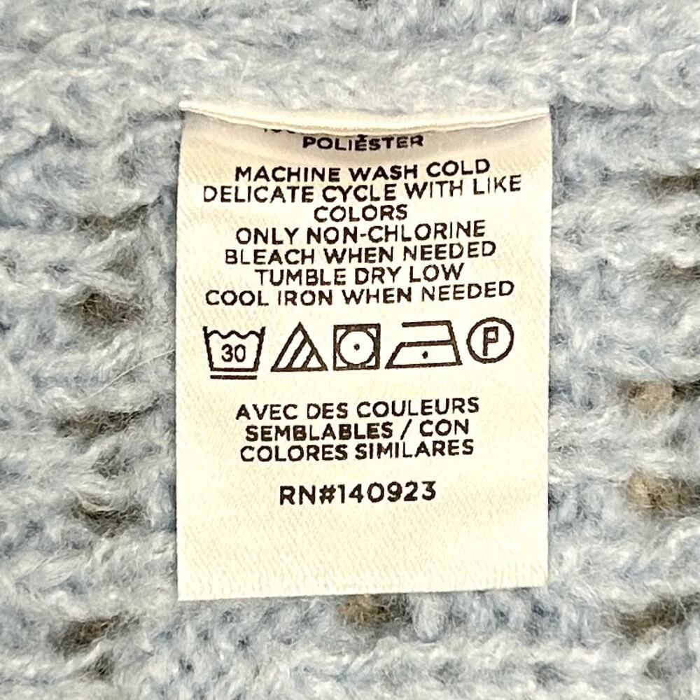 Ann Taylor LOFT Blue Pointelle Lace Knit Ruffle Feminine Long Sleeve Sweater NWT - Picture 9 of 10